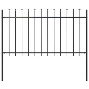 vidaXL ガーデンフェンス Woerden スピアトップ付き スチール 181x100 cm ブラック