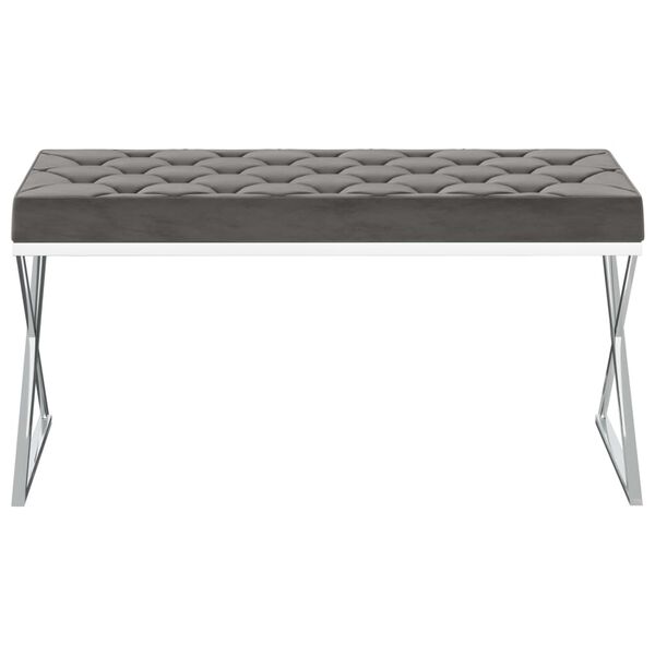 vidaXL ベンチ 97cm グレー ベルベット＆ステンレススチール製