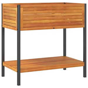 vidaXL ガーデンプランター（棚付き）80x45x80cm　無垢材（アカシア材）とスチール製