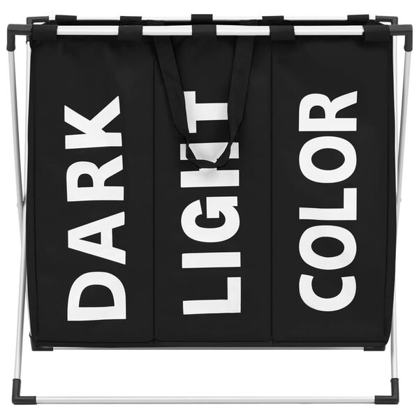 vidaXL 3列ランドリーソーター ブラック