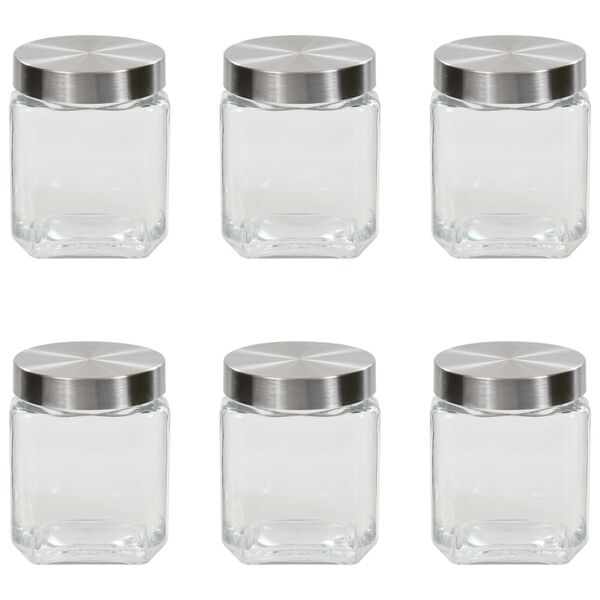 vidaXL 保存瓶 シルバーふた付き 6点 1200ml