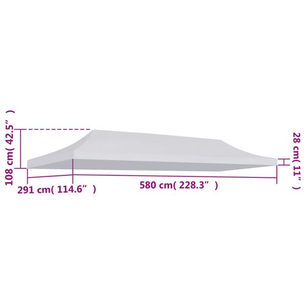 vidaXL パーティーテント専用ルーフ 3x6 m ホワイト