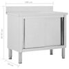 vidaXL 引き戸付き作業机 100x50x(95-97)cm ステンレススチール