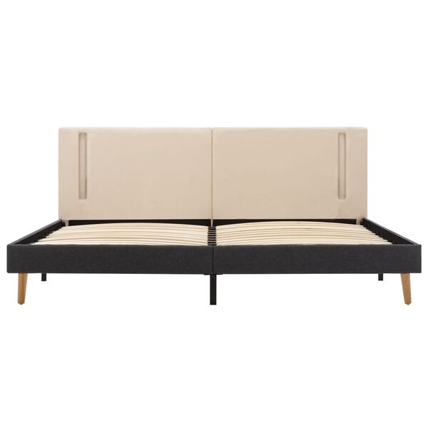 vidaXL ベッドフレーム LEDライト付き クリーム＆ダークグレー 布製 180x200cm