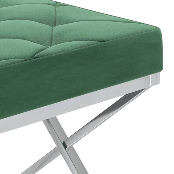 vidaXL ベンチ 97cm グリーン ベルベット＆ステンレススチール製