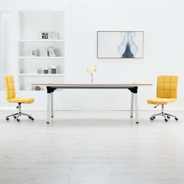 vidaXL ダイニングチェア 2点 布製 イエロー