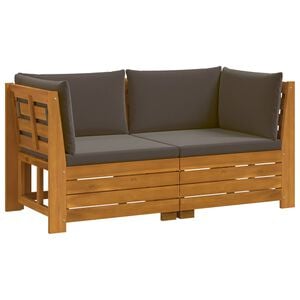 vidaXL 2 個 アウトドアソファセット ソリッドアカシアウッド ブラウン