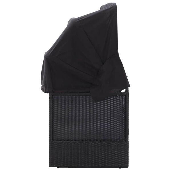 vidaXL 屋外ソファベッド 天蓋付き ポリラタン製 ブラック