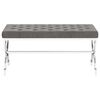 vidaXL ベンチ 99cm グレー ベルベット＆ステンレススチール製