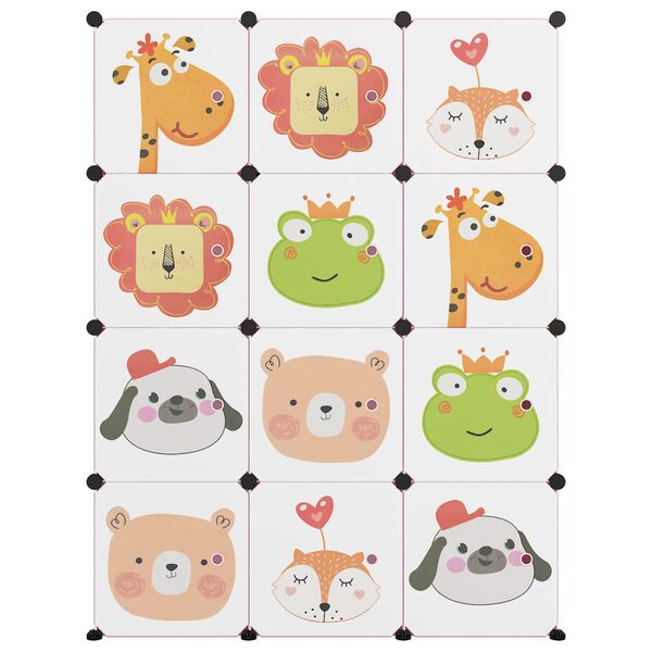 vidaXL キューブ収納キャビネット 子ども向け キューブ12点 ピンク PP製