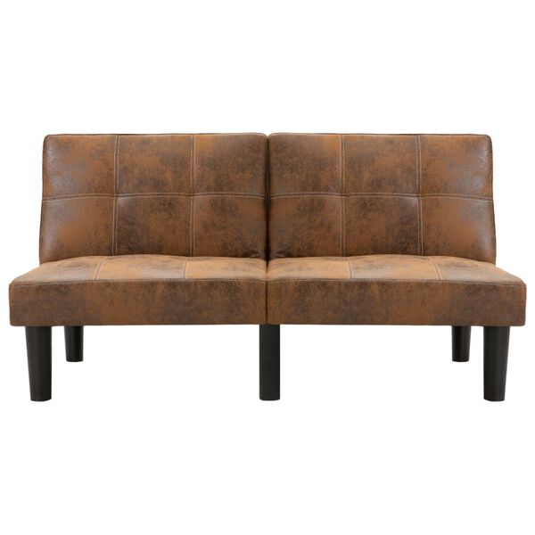 vidaXL 2人掛けソファ ブラウン スエード調 合成皮革製