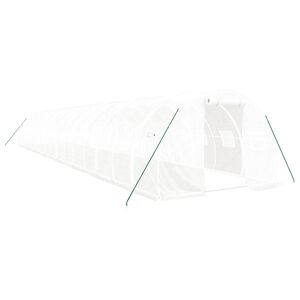 vidaXL スチールフレーム温室 ホワイト 48 m&sup2; 16x3x2 m