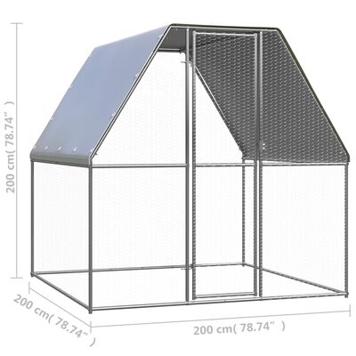 vidaXL 鶏小屋 シルバー＆グレー 2x2x2 m 亜鉛メッキ鋼