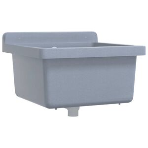 vidaXL 壁掛け式洗面器 グレー 40x40x24cm 樹脂製