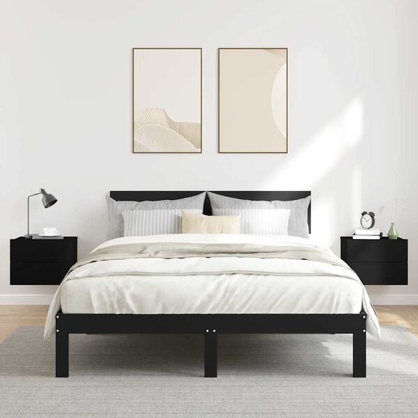 vidaXL ベッドサイドキャビネット 2点 ブラック 40x30x30cm エンジニアリングウッド