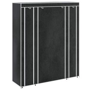 vidaXL ワードローブ 布製 コンパートメント＆吊り下げ棒付き 45x150x176cm ブラック