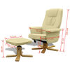 vidaXL アームチェア フットレスト付き 合成皮革製 クリームホワイト
