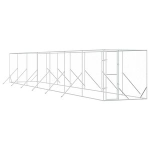 vidaXL 屋外用犬小屋 シルバー 2x14x2m 亜鉛メッキ鋼製