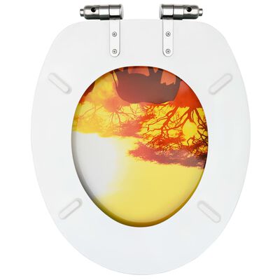 vidaXL トイレ便座 ソフトクローズ式ふた付き MDF製 サバンナデザイン