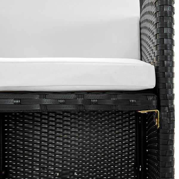 vidaXL 屋外ダイニング13点セット クッション付き ポリラタン製 ブラック