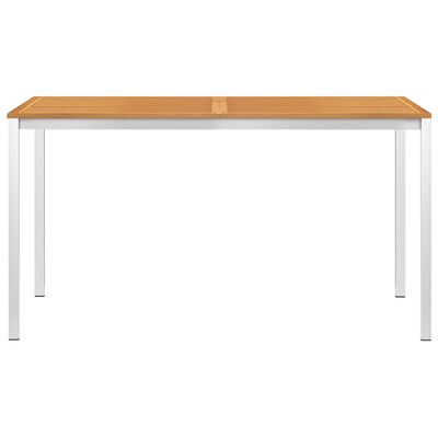 vidaXL ガーデンダイニングテーブル 150x150x75cm チーク無垢材＆ステンレススチール