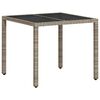 vidaXL ガーデンテーブル ガラス天板付き 90x90x75 cm ポリラタン製 グレー