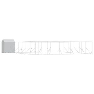 vidaXL 屋外犬小屋 屋根付き シルバー 12x12x2.5 m 亜鉛メッキ鋼製