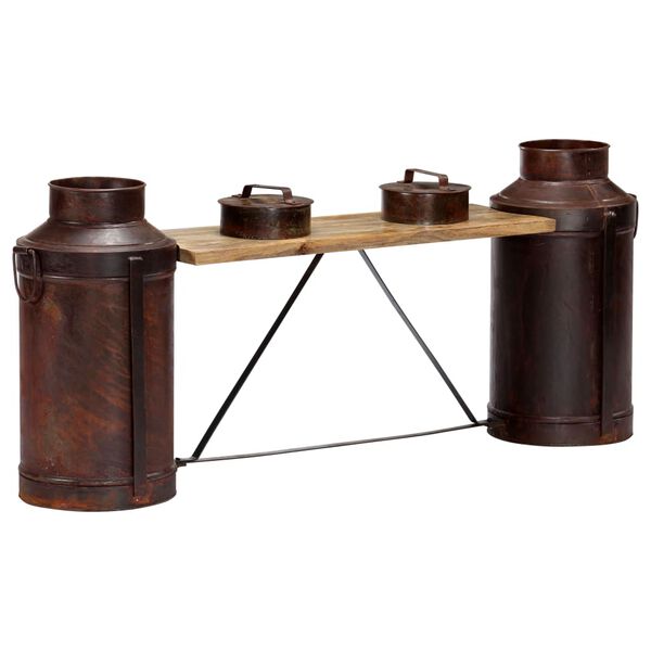 vidaXL 牛乳びん付き ベンチ 150x33x64cm マンゴー無垢材