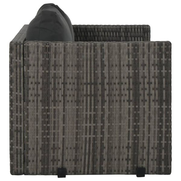 vidaXL 屋外ダイニング 3点セット クッション付き ポリラタン製 グレー