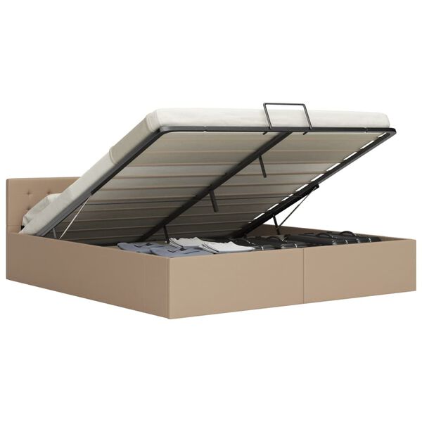 vidaXL 油圧式収納ベッドフレーム カプチーノ 合成皮革製 180x200cm