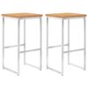 vidaXL バースツール 2点 チーク無垢材＆ステンレススチール