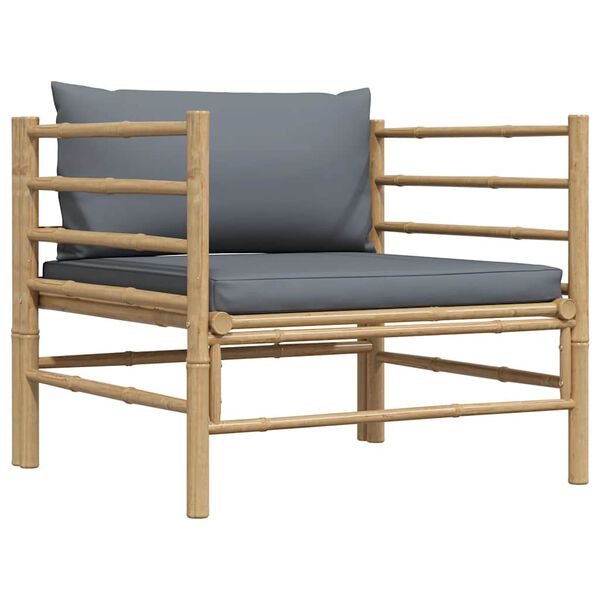 vidaXL ガーデンソファ クッション付 竹製 ダークグレー