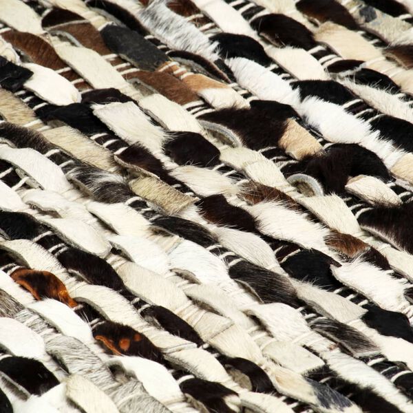 vidaXL ラグ 毛付き本革 80x150cm ブラック/ホワイト