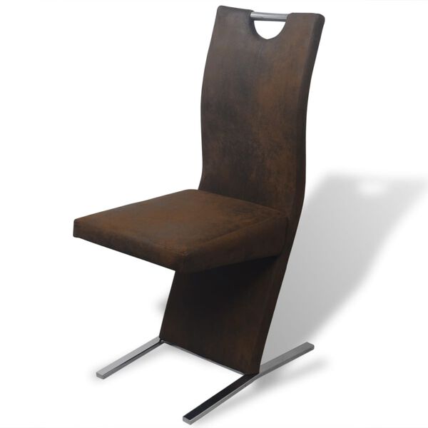 vidaXL ダイニングチェア 2点 ブラウン 布張り