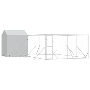 vidaXL 屋外犬小屋 屋根付き シルバー 6x6x2.5 m 亜鉛メッキ鋼製