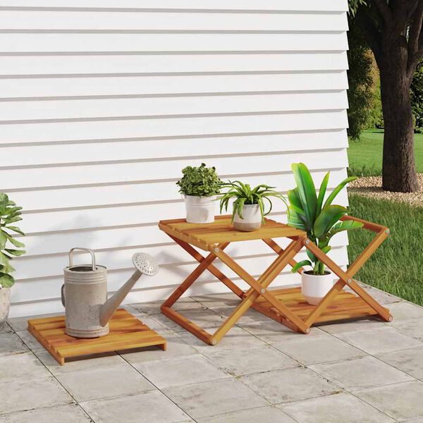 vidaXL 3段折りたたみ棚 ブラウン 43x31x63cm 無垢材アカシア