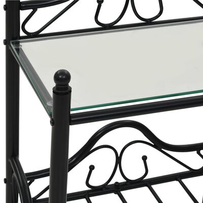 vidaXL ベッドサイドテーブル 2点 スチール＆強化ガラス 45x30.5x60cm ブラック