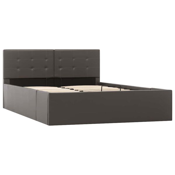 vidaXL 油圧式収納ベッドフレーム グレー 合成皮革製 120x200cm