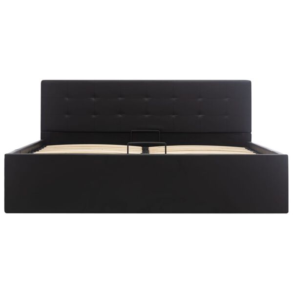 vidaXL 油圧式収納ベッドフレーム ブラック 合成皮革製 160x200cm