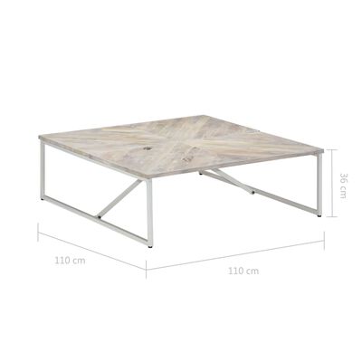 vidaXL コーヒーテーブル 110x110x36cm マンゴー無垢材