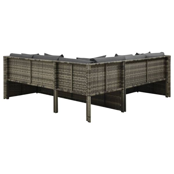 vidaXL ガーデンラウンジ4点セット クッション付き ポリラタン製 グレー