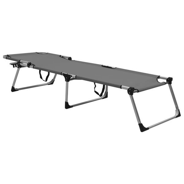 vidaXL エクストラハイ 折りたたみサンベッド シニア向け グレー アルミ製