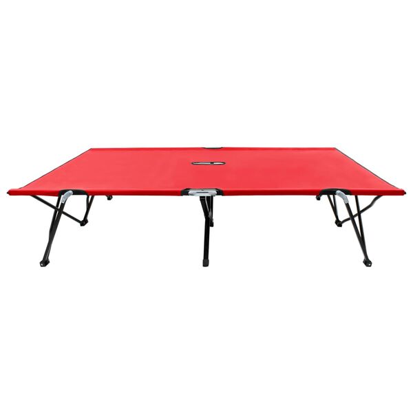 vidaXL 折りたたみサンラウンジャー 2人用 レッド スチール製