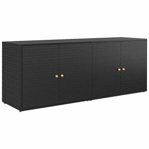 vidaXL ガーデン収納キャビネット ブラック 198x55,5x80 cm ポリラタン