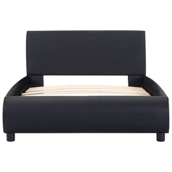 vidaXL ベッドフレーム LEDライト付き ブラック 合成皮革製 90x200cm
