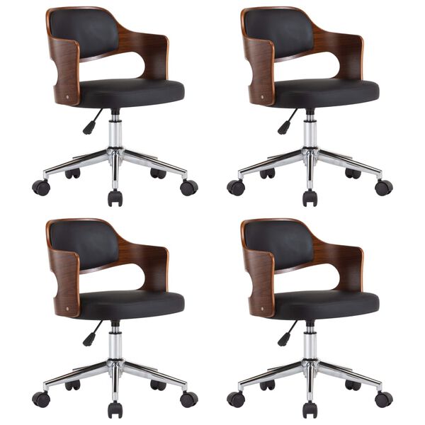 vidaXL 回転ダイニングチェア 4点 ブラック 曲げ木細工＆合成皮革製