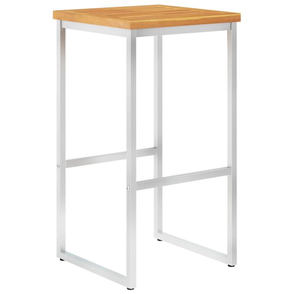 vidaXL バースツール 2点 アカシア無垢材＆ステンレススチール