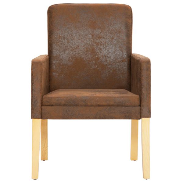 vidaXL ダイニングチェア 2点セット ブラウン スエード調 合成皮革製