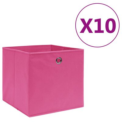 vidaXL 収納ボックス 10点 不織布 28x28x28cm ピンク