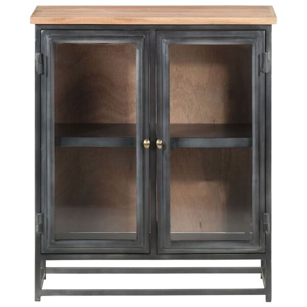 vidaXL サイドボード 60x35x70cm アカシア無垢材＆鉄 グレー